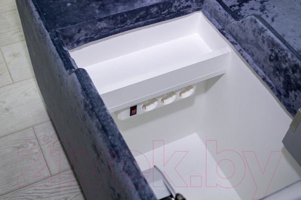 Изображение товара Диван угловой Петрамебель Браво комфорт левый с беспроводной зарядкой (плюш стил светло-голубой велюр)