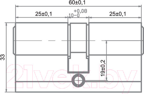 Изображение товара Цилиндровый механизм замка Ренц 60мм К-К Компьютерный ключ / INCC 60 AB (бронза античная)