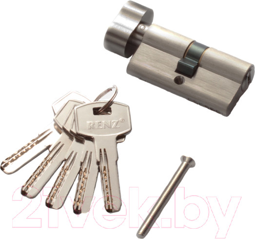 Изображение товара Цилиндровый механизм замка Ренц 60мм К-З Компьютерный ключ / INCC 60-H SN (никель матовый)