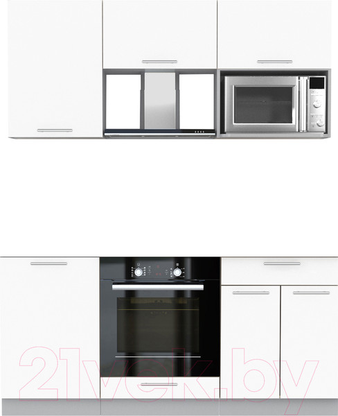 Изображение товара Кухонный гарнитур Интерлиния Мила 1.7 ВТ без столешницы (белый платинум/белый платинум)