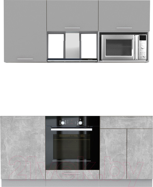 Изображение товара Кухонный гарнитур Интерлиния Мила 1.7 ВТ без столешницы (серебристый/бетон)