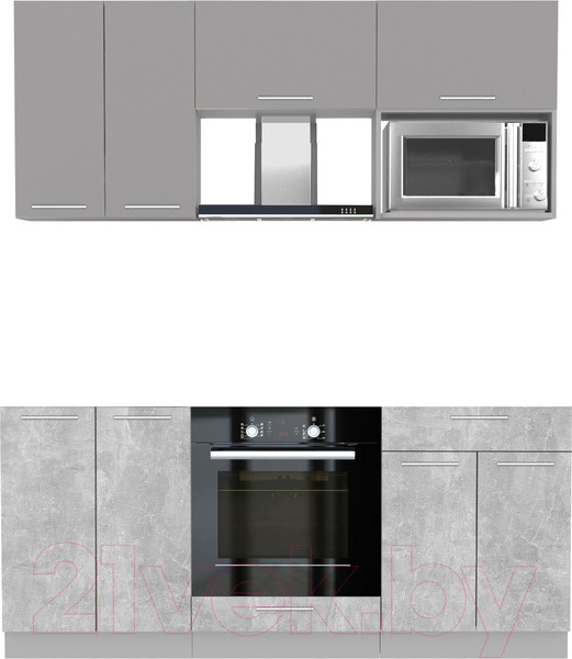 Изображение товара Кухонный гарнитур Интерлиния Мила 1.8 ВТ без столешницы (серебристый/бетон)