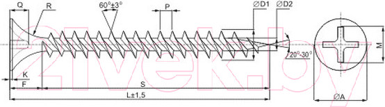 Изображение товара Саморез Монтаж По гипсокартону 3.9x64 Частый шаг / MK194429 (150шт)