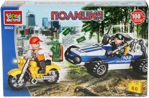 Изображение товара Конструктор Город мастеров Погоня на полицейском багги / 30022-KK (80эл)