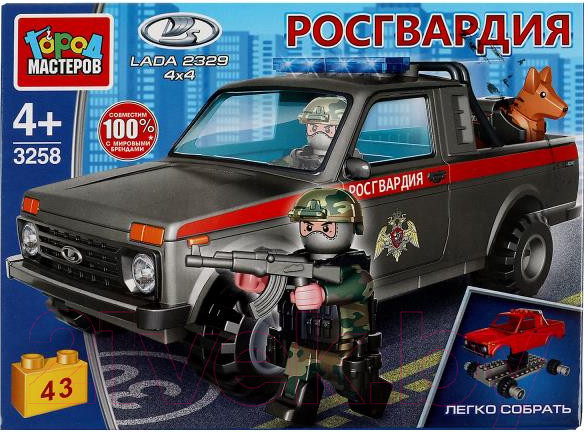 Изображение товара Конструктор Город мастеров Lada 4x4 Pickup росгвардия / 3258-KK (43эл)