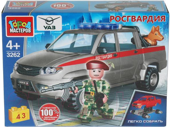 Изображение товара Конструктор Город мастеров Uaz Pickup Росгвардия / SB-3262 (43эл)