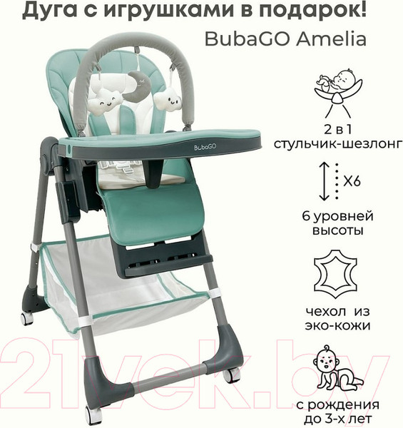 Изображение товара Стульчик для кормления Bubago Amelia / BG 103-3 (Frost Green)