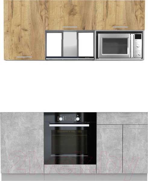 Изображение товара Кухонный гарнитур Интерлиния Мила 1.7 ВТ без столешницы (дуб золотой/бетон)