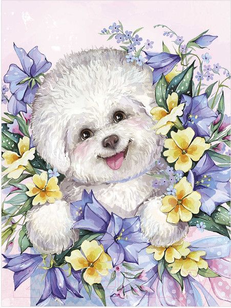 Изображение товара Набор алмазной вышивки Феникс+ Болонка в цветах / 62388