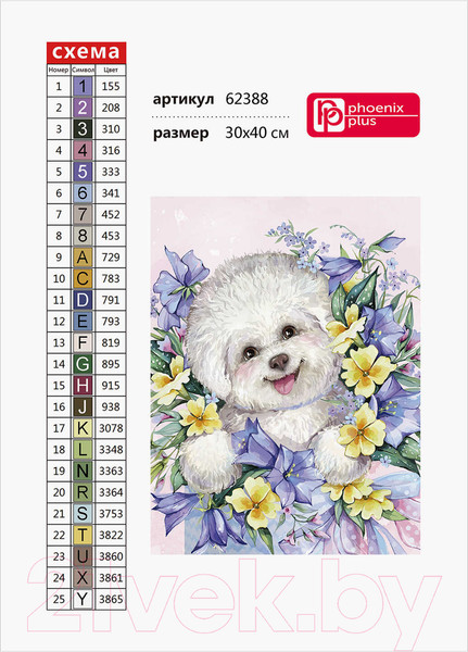 Изображение товара Набор алмазной вышивки Феникс+ Болонка в цветах / 62388