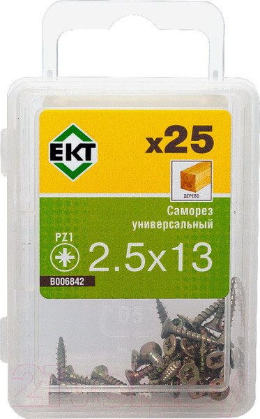 Изображение товара Саморез ЕКТ 2.5x13 / B006842 (25шт, желтый цинк)