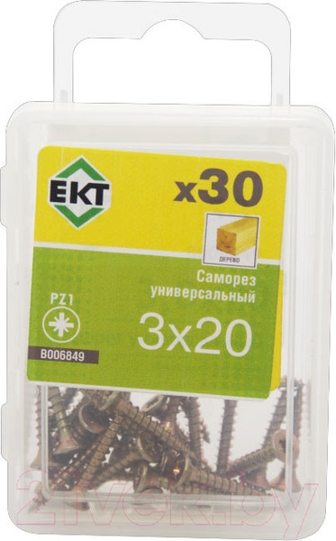 Изображение товара Саморез ЕКТ 3.0x20 / B006849 (30шт, желтый цинк)
