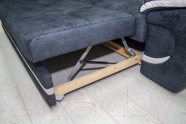 Изображение товара Диван Петрамебель Браво 3-193 раскладной (брабус 17 темно-серый велюр/брабус 15 светло-серый)