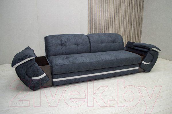 Изображение товара Диван Петрамебель Браво 3-193 раскладной (брабус 17 темно-серый велюр/брабус 15 светло-серый)