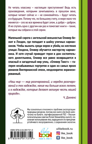 Изображение товара Книга Like Book Приключения Оливера Твиста, мягкая обложка (Диккенс Чарлз)