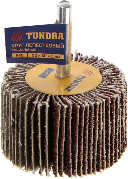 Изображение товара Шлифовальный круг Tundra Лепестковый радикальный 50x30x6мм Р40 / 5162354