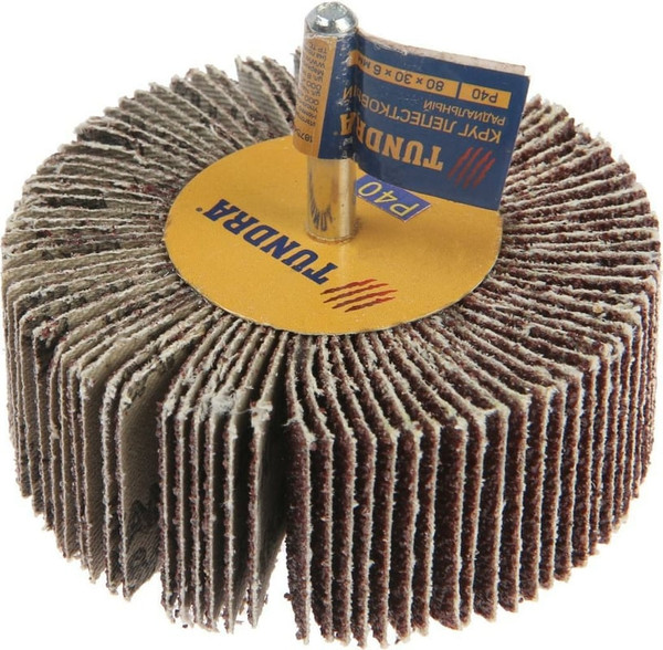 Изображение товара Шлифовальный круг Tundra Лепестковый радикальный 80x30x6мм Р40 / 1875468