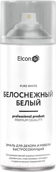 Изображение товара Эмаль Elcon Быстросохнущая для декора и мебели (520мл, белоснежный белый)