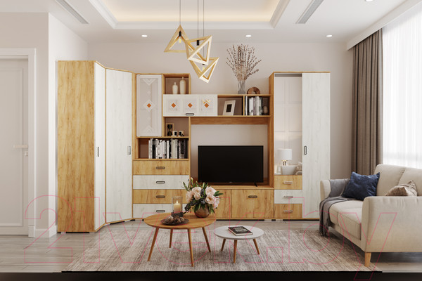 Изображение товара Стенка Столица Мебели Яна ТВ 751 (крафт золотой/крафт белый)