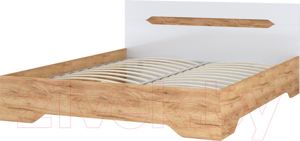 Изображение товара Двуспальная кровать Столица Мебели Валирия 160x200 / КР 032 (белый глянец/дуб крафт золотой)
