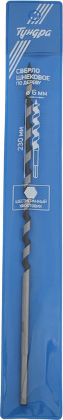 Изображение товара Сверло Tundra Шнековое шестигранный хвостовик по дереву 6x230мм / 3295798