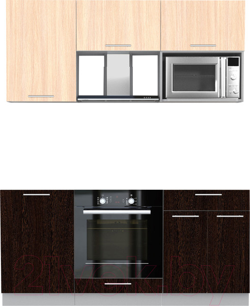 Изображение товара Кухонный гарнитур Интерлиния Мила 1.7 ВТ без столешницы (дуб молочный/дуб венге)