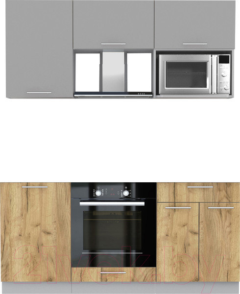 Изображение товара Кухонный гарнитур Интерлиния Мила 1.7 ВТ без столешницы (серебристый/дуб золотой)