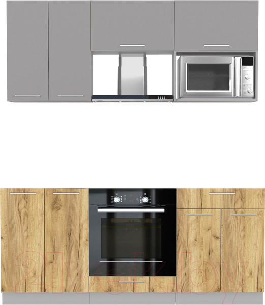 Изображение товара Кухонный гарнитур Интерлиния Мила 1.8 ВТ без столешницы (серебристый/дуб золотой)