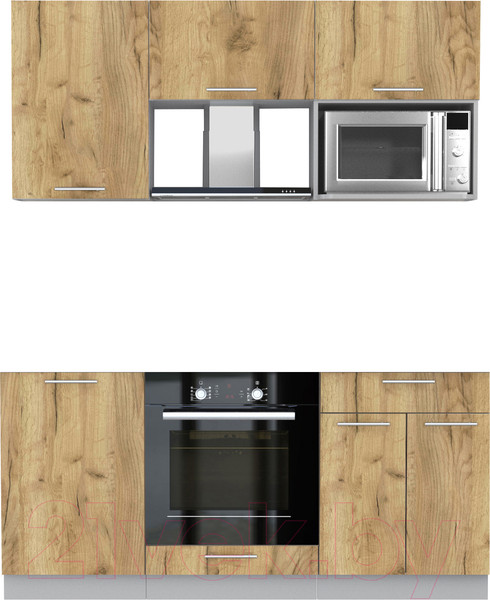 Изображение товара Кухонный гарнитур Интерлиния Мила 1.7 ВТ без столешницы (дуб золотой/дуб золотой)