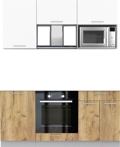 Изображение товара Кухонный гарнитур Интерлиния Мила 1.7 ВТ без столешницы (белый платинум/дуб золотой)