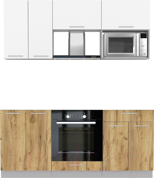 Изображение товара Кухонный гарнитур Интерлиния Мила 1.8 ВТ без столешницы (белый платинум/дуб золотой)