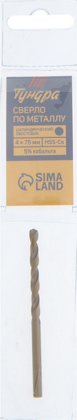 Изображение товара Сверло Tundra HSS-Co цилиндрический хвостовик по металлу 4x75мм / 4087156