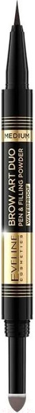 Изображение товара Карандаш для бровей Eveline Cosmetics Brow Art Duo Ультратонкий водост маркер и пудра тон 02 Medium