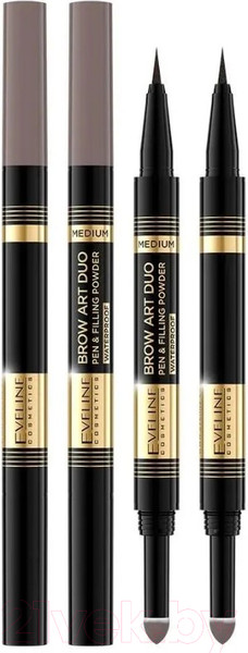 Изображение товара Карандаш для бровей Eveline Cosmetics Brow Art Duo Ультратонкий водост маркер и пудра тон 02 Medium