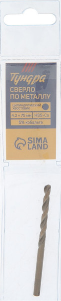 Изображение товара Сверло Tundra HSS-Co цилиндрический хвостовик по металлу 4.2x75мм / 4087157