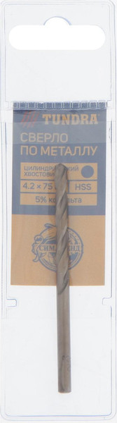 Изображение товара Сверло Tundra HSS-Co цилиндрический хвостовик по металлу 4.2x75мм / 4087157