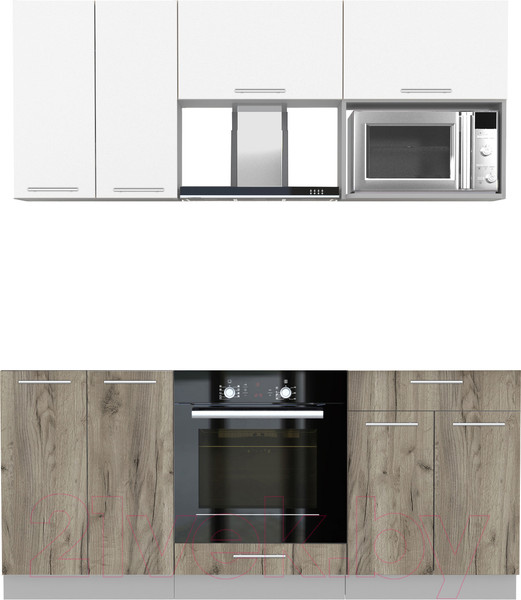 Изображение товара Кухонный гарнитур Интерлиния Мила 1.8 ВТ без столешницы (белый платинум/дуб серый)