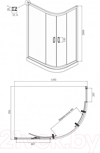 Изображение товара Душевой уголок Ambassador Royal 120x80x200 / 18015101