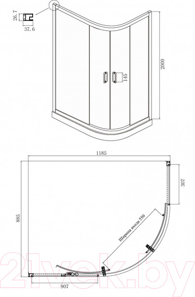 Изображение товара Душевой уголок Ambassador Royal 120x90x200 / 18015102