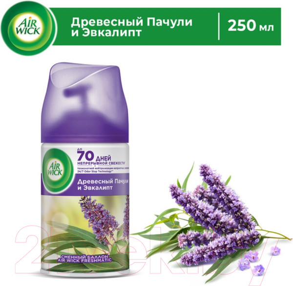 Изображение товара Сменный блок для освежителя воздуха Air Wick Pure 5 Эфирных Масел Древесный Пачули и Эвкалипт (250мл)