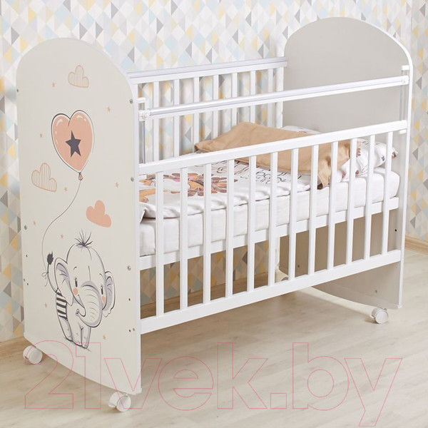 Изображение товара Детская кроватка Фея 701 Слоник / 0002549.9.14 (белый)
