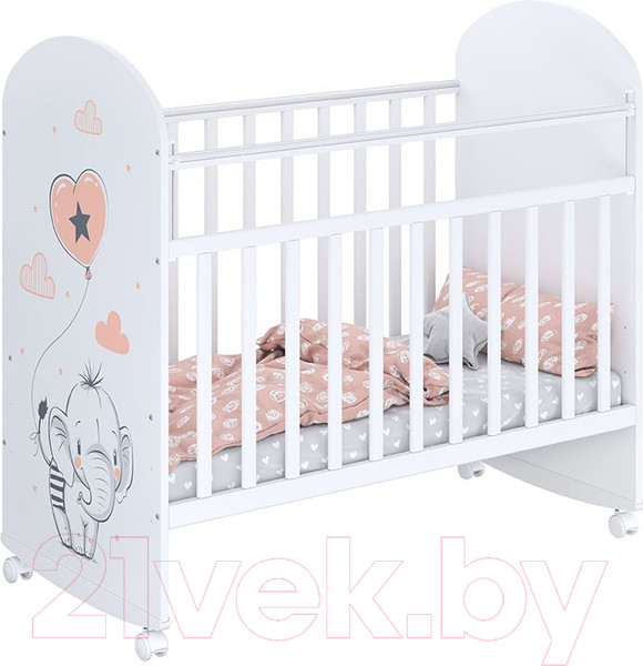 Изображение товара Детская кроватка Фея 701 Слоник / 0002549.9.14 (белый)