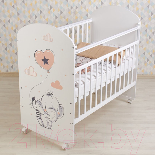 Изображение товара Детская кроватка Фея 701 Слоник / 0002549.9.14 (белый)