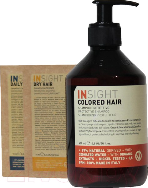 Изображение товара Набор косметики для волос Insight Colored Hair Шампунь Protective+Шампунь PMIN006+Шампунь PMIN007 (400мл+10мл+10мл)