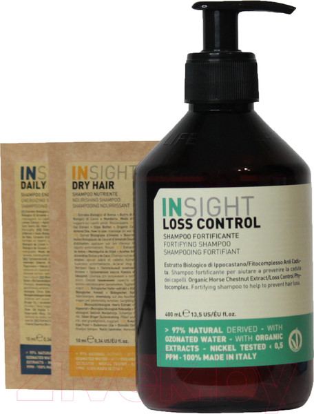 Изображение товара Набор косметики для волос Insight Loss Control Шампунь Fortifying+Шампунь PMIN006+Шампунь PMIN007 (400мл+10мл+10мл)