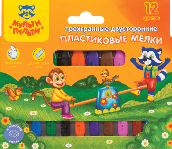 Изображение товара Пластиковые мелки Мульти-пульти Приключения Енота / PC_20135 (12цв)