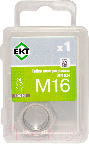 Изображение товара Гайка ЕКТ М16 DIN934 / B007841 (нержавеющая сталь)
