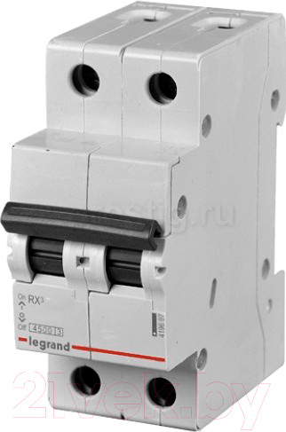 Изображение товара Выключатель автоматический Legrand RX3 2P C 25A 4.5кА 2M / 419699