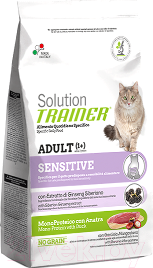 Изображение товара Сухой корм для кошек Trainer Solution Sensitive с уткой (1.5кг)