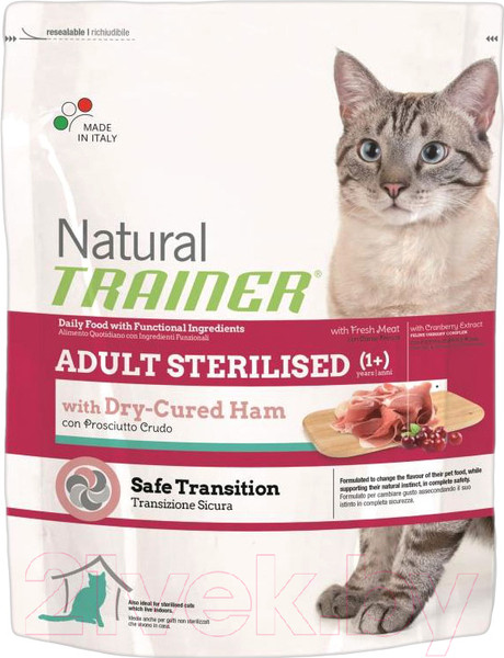 Изображение товара Сухой корм для кошек Trainer Natural Adult Sterilised With Dry-Cured Ham (300г)